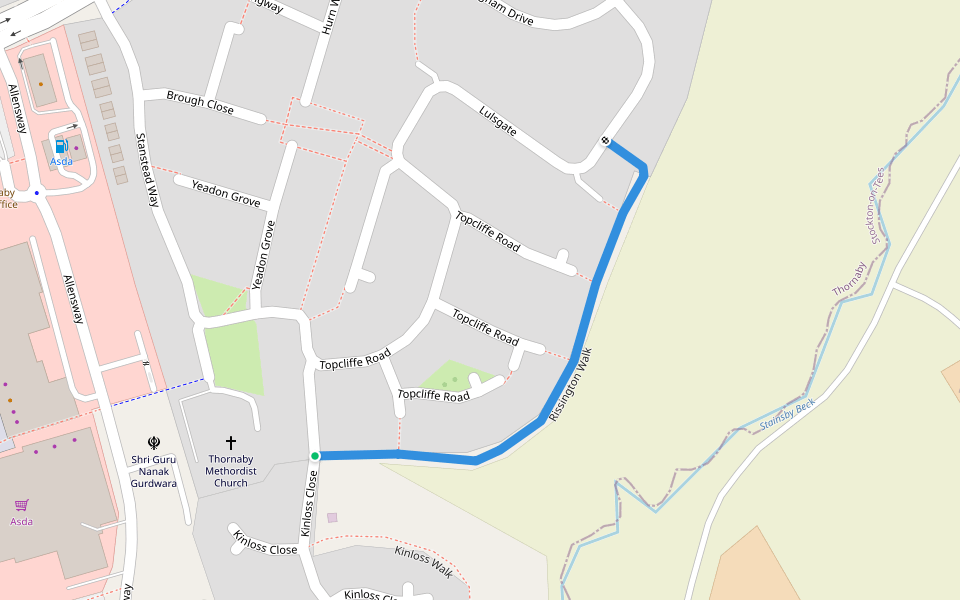 Rissington Walk walking route map in Thornaby