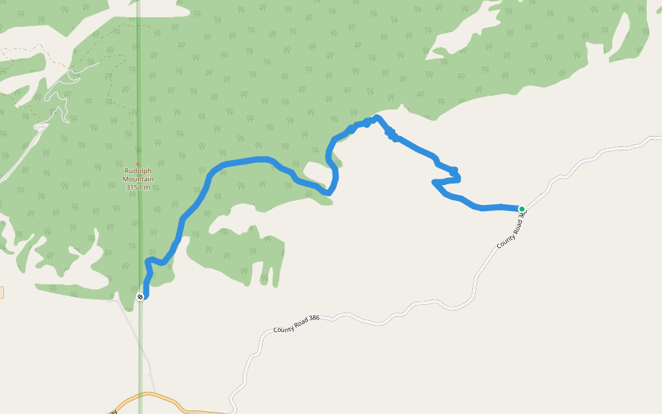 Rudolph Mountain Trail walking route map in Wetmore