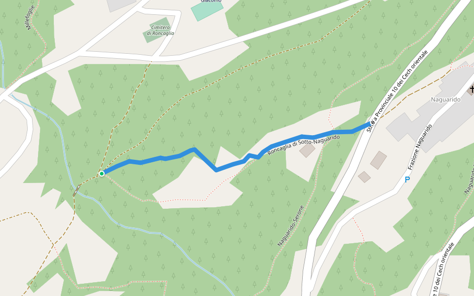 Roncaglia di Sotto-Naguarido walking route map in Roncaglia