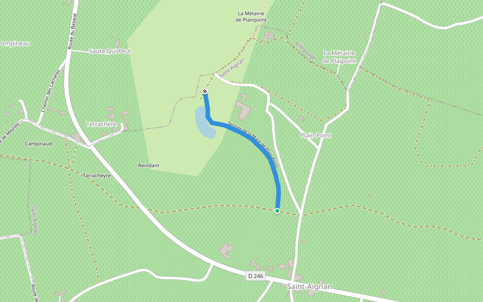 Sentier de la Mare de Plain Point walking route map in Saint-Aignan