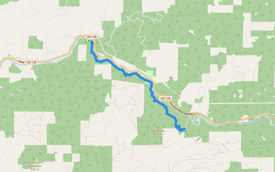 North Umpqua Trail: Swiftwater Section walking route map in Glide