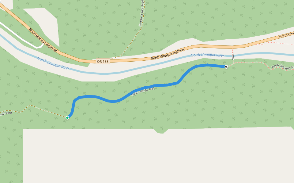 North Umpqa Trail walking route map in Glide
