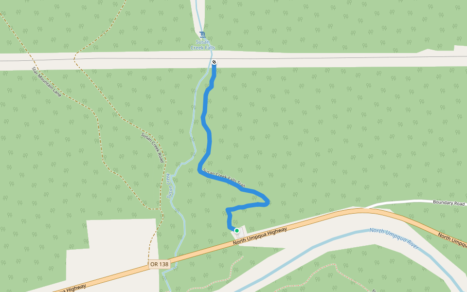 Susan Creek Falls Trail walking route map in North Umpqua Village