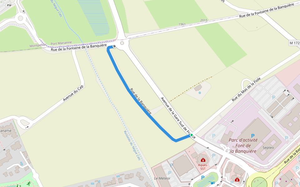 Rue de la Banquière walking route map in Lattes