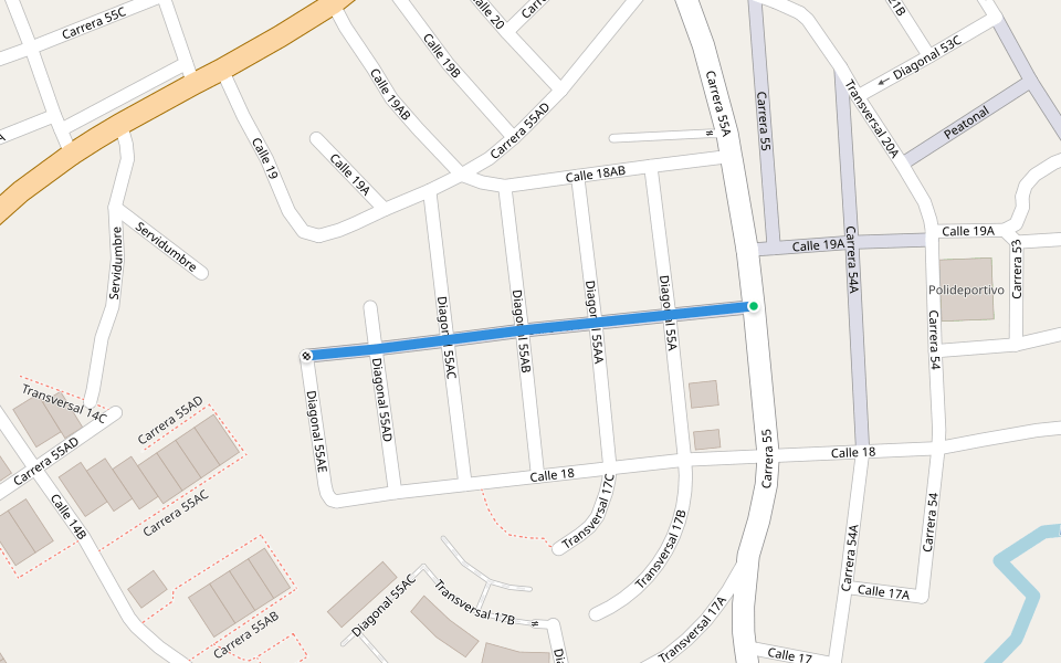 Calle 18A walking route map in Rionegro