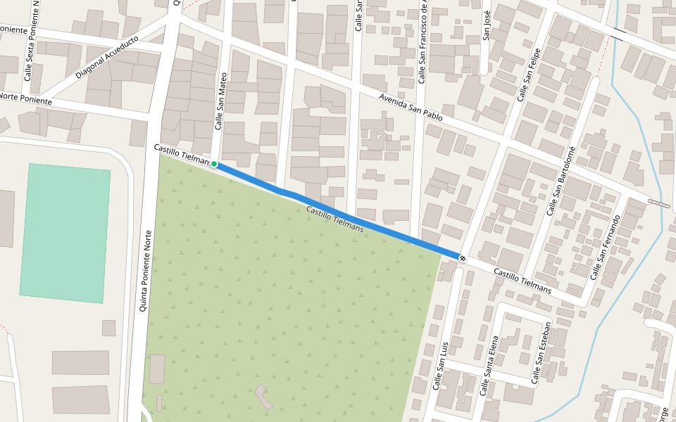 Castillo Tielmans walking route map in Tuxtla Gutiérrez