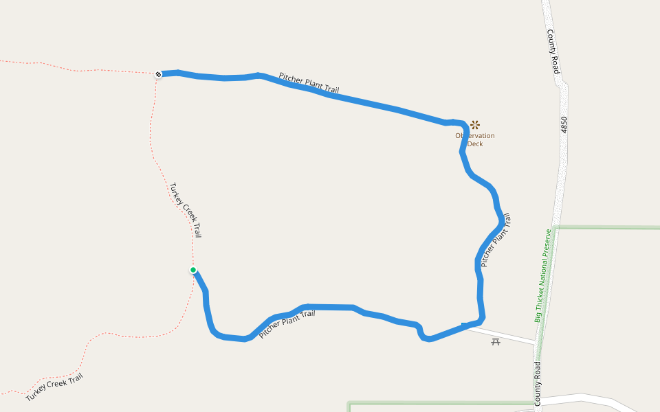 Pitcher Plant Trail walking route map in Warren