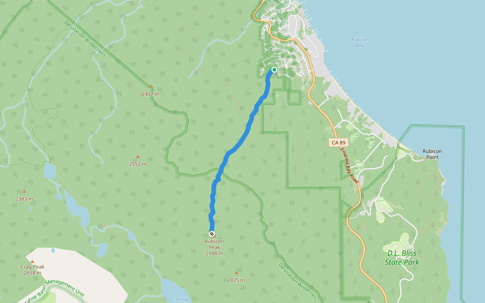 Rubicon Peak Trail walking route map in Cameron Park