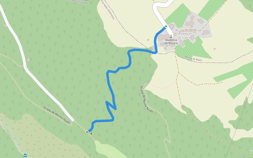 Sentiero dei 200 scalini (Crosaron) walking route map in Campipiani di Sotto