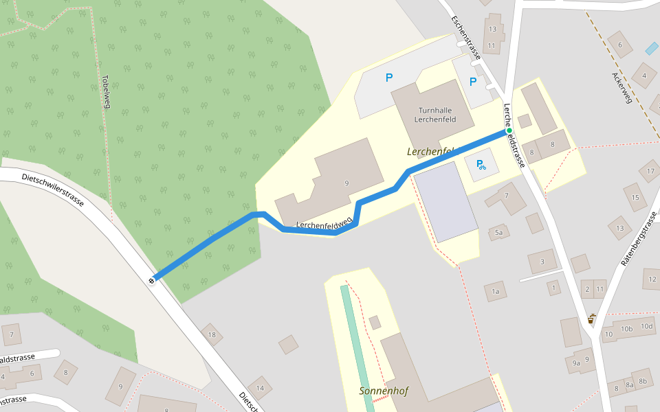 Lerchenfeldweg walking route map in Kirchberg