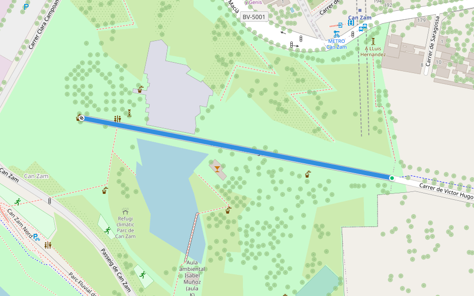 Carrer de Victor Hugo walking route map in Santa Coloma de Gramenet