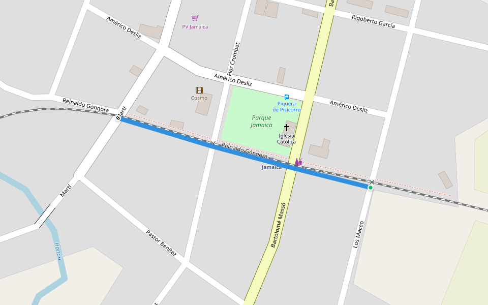 Reinaldo Góngora walking route map in Boqueron