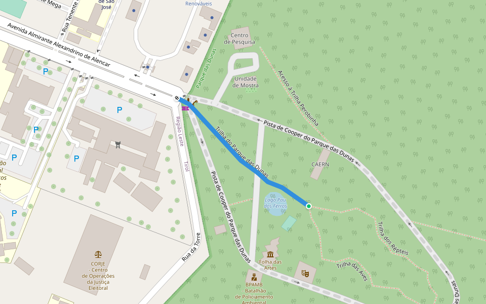 Trilha do Parque das Dunas walking route map in Apodi