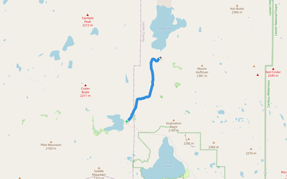 Grassy Creek Trail walking route map in Warner Valley