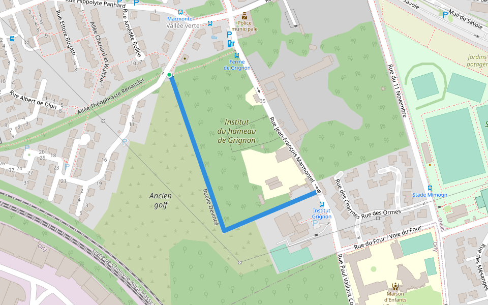 Ruelle Devincé walking route map in Thiais