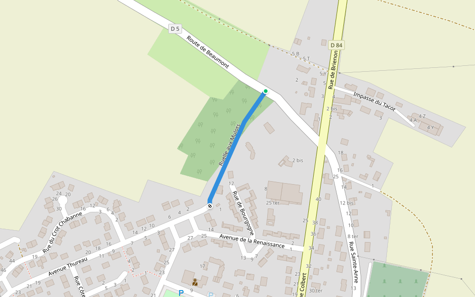 Ruelle aux Mulots walking route map in Seignelay