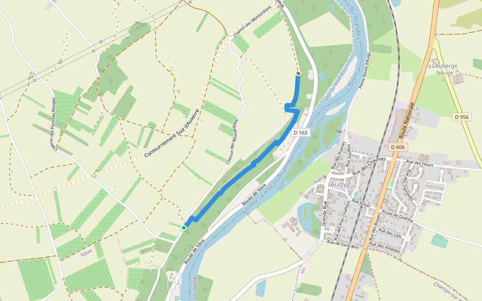 Sentier de le Côté de Poiry walking route map in Auxerre