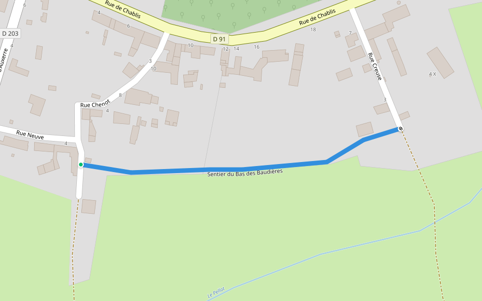 Sentier du Bas des Baudières walking route map in Héry