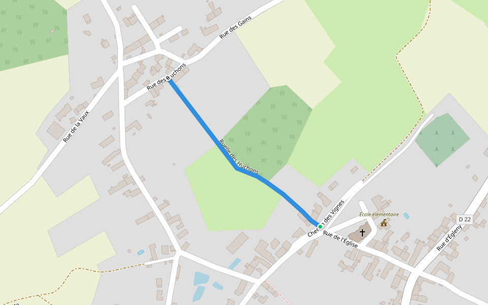 Ruelle des Huchons walking route map in Merry-la-Vallée