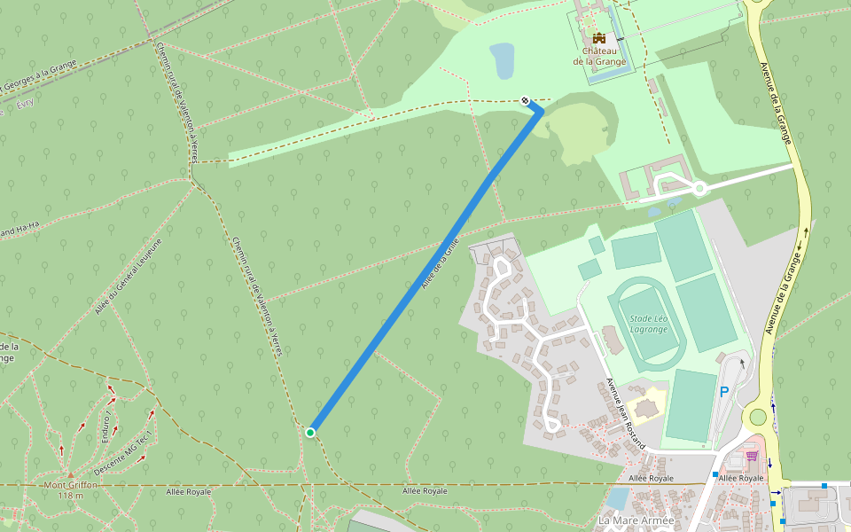 Allée de la Grille walking route map in Yerres