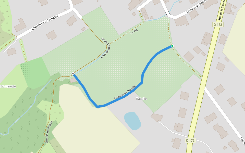 Chemin de Bataille walking route map in Ugny