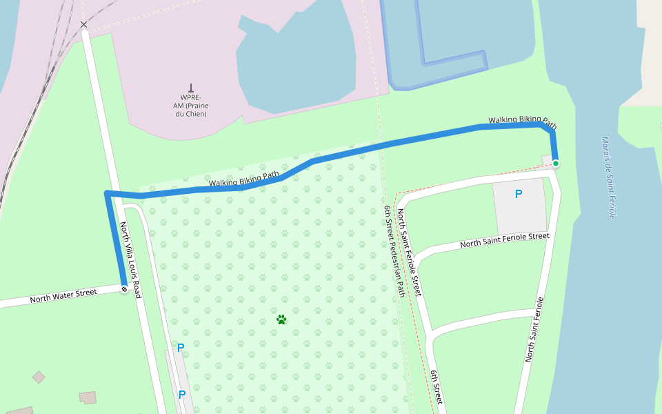 Walking Biking Path walking route map in Prairie du Chien