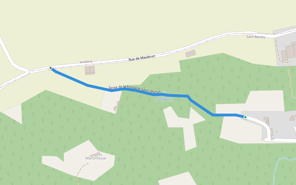 Sente de la Fontaine Saint-Martin walking route map in Saint-Bandry