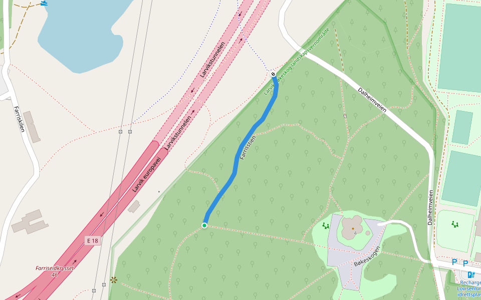 Farrisstien walking route map in Larvik