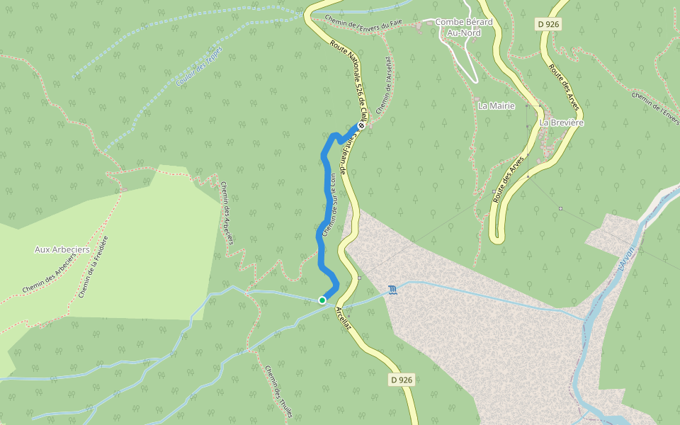Chemin de Sur le Coin walking route map in Fontcouverte-la-Toussuire