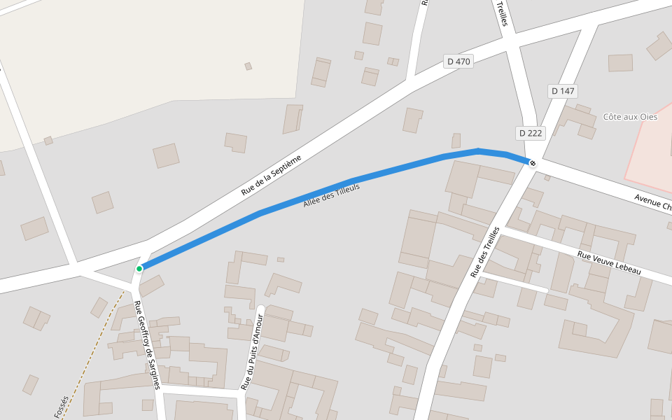 Allée des Tilleuls walking route map in Sergines