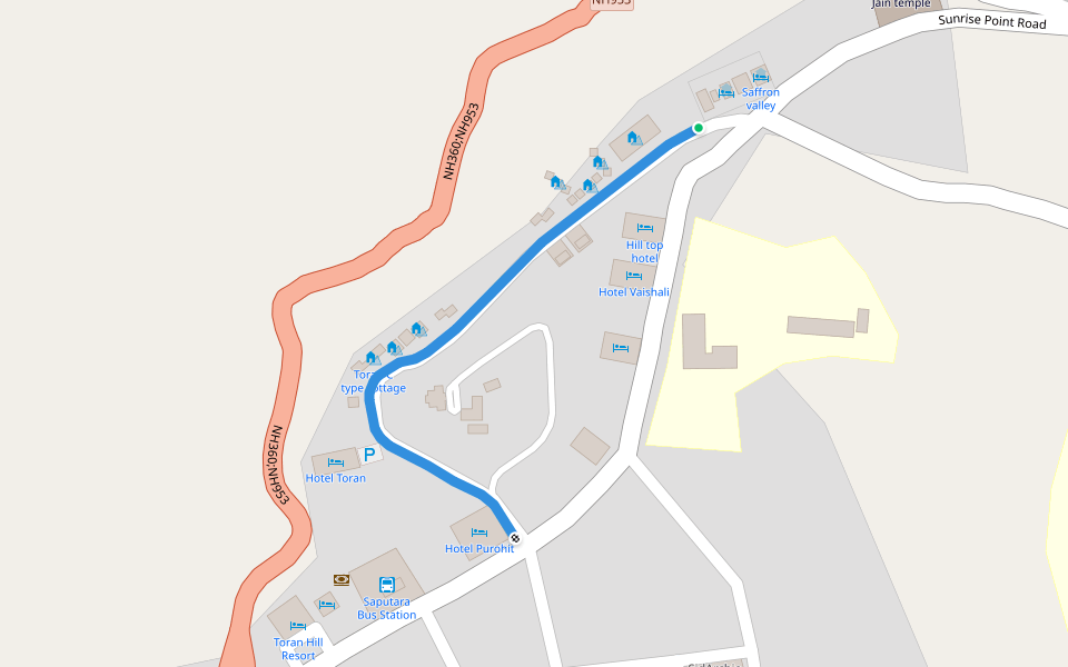 internal path walking route map in Saputara
