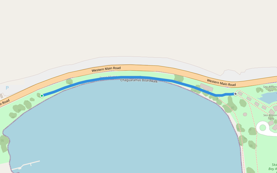 Chaguaramas Boardwalk walking route map in Petit Valley