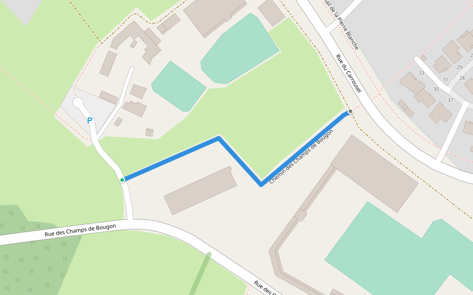 Chemin des Champs de Bougon walking route map in Bouguenais