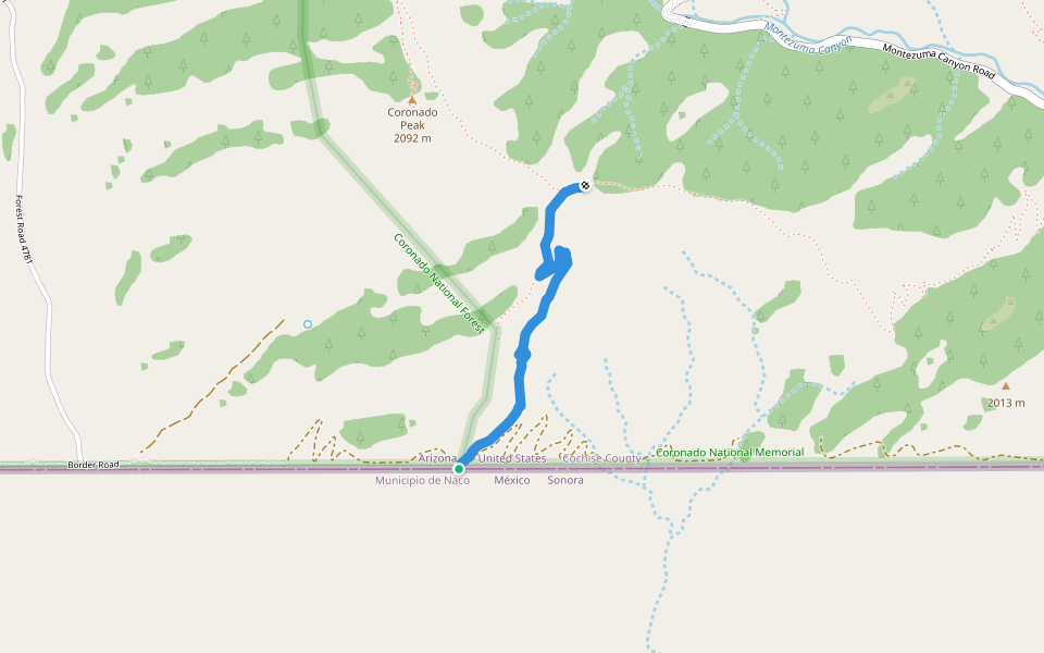 Yaqui Ridge Trail walking route map in Hereford