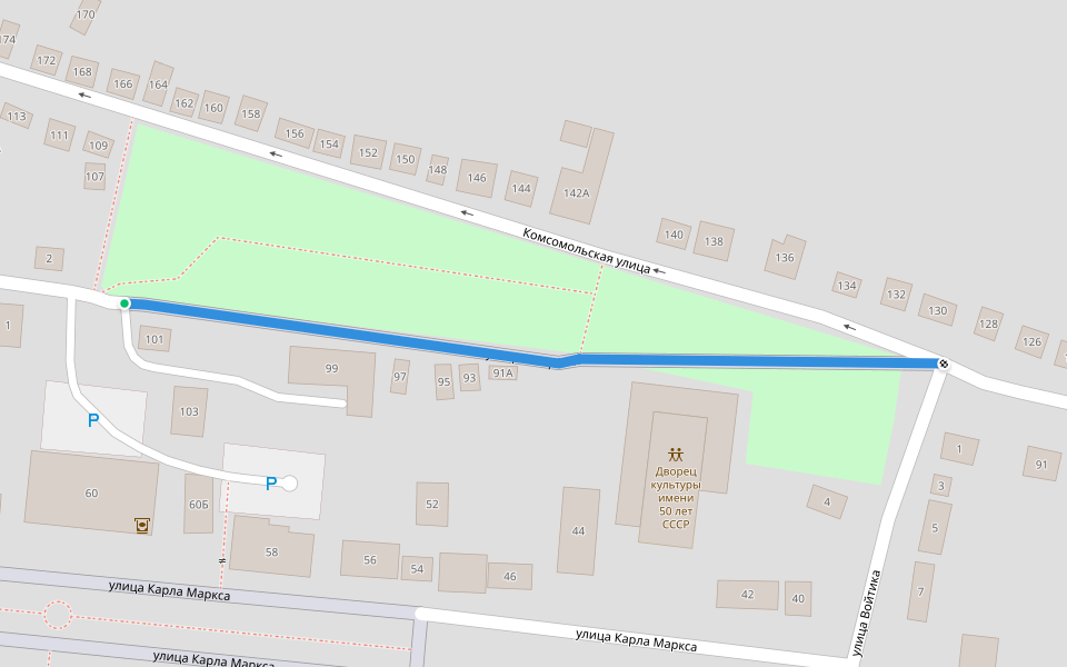 улица Гагарина walking route map in Aleksandrovskoe