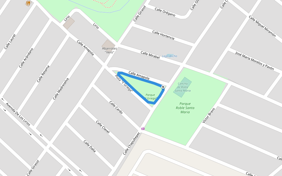 Pista "Y Griega" walking route map in Guadalupe