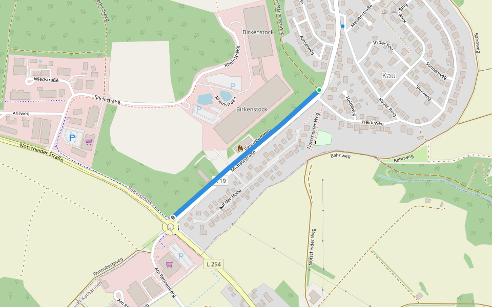 Rennebergweg walking route map in Vettelschoß