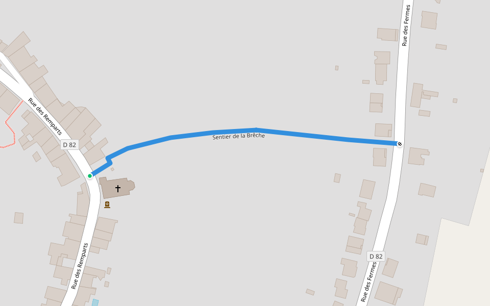 Sentier de la Brêche walking route map in Prény