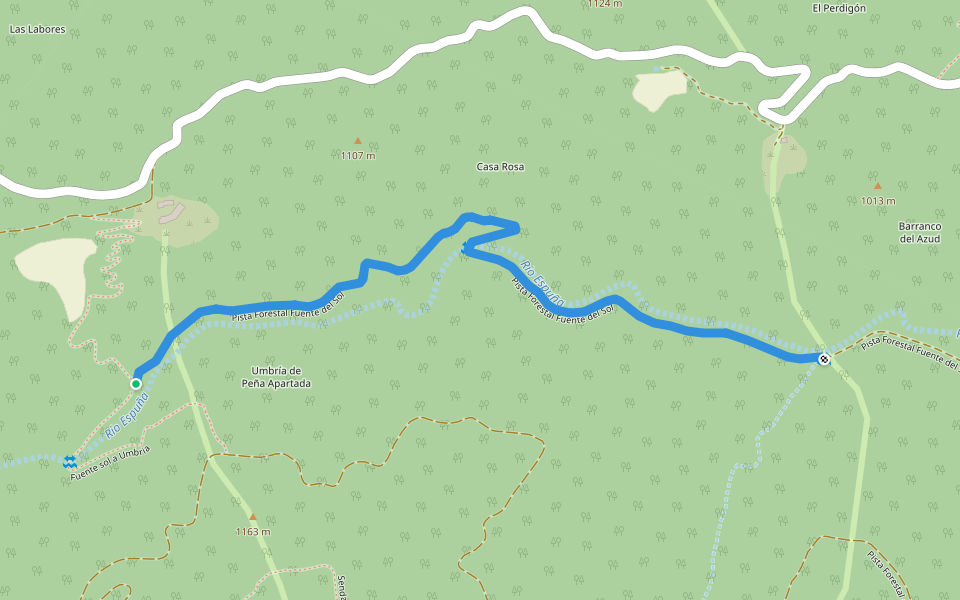 Pista Forestal Fuente del Sol walking route map in Totana