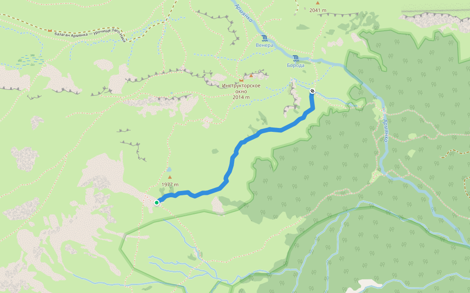 Армянка - ур. Узуруб walking route map in Chigursana