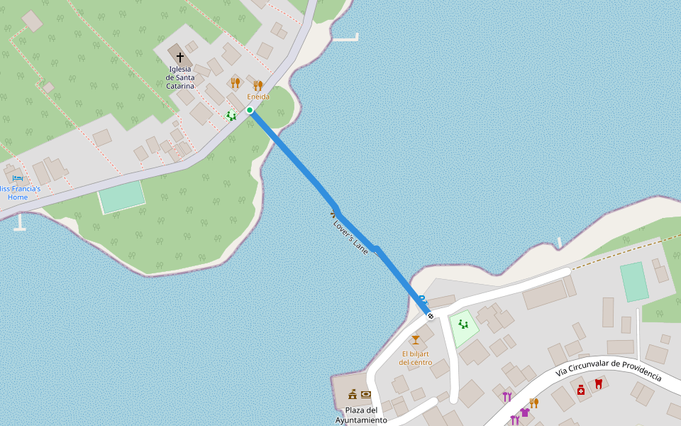 Lover's Lane walking route map in San Andrés