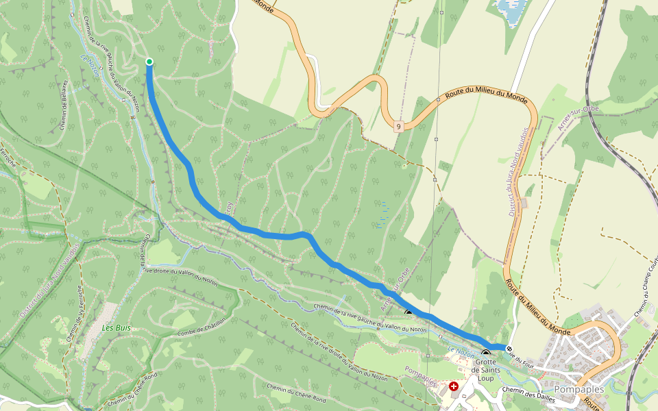Sentier du Grand Chaney walking route map in Romainmôtier-Envy