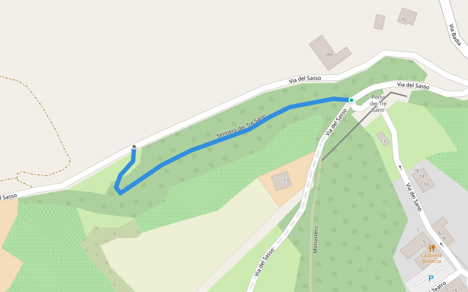 Sentiero dei Tre Santi walking route map in Bertinoro