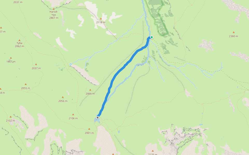 стоянка на Цице — Псенодах walking route map in Chigursana