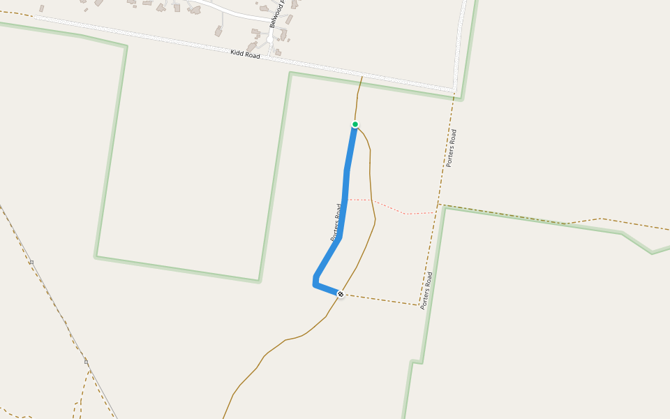 Porters Road walking route map in Pomona
