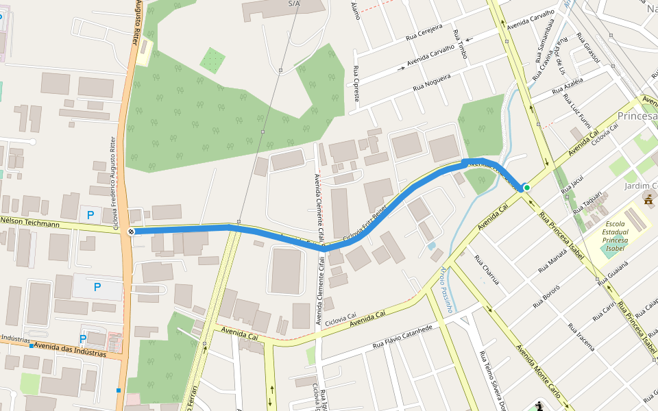 Ciclovia Fritz Beiser walking route map in Cachoeirinha