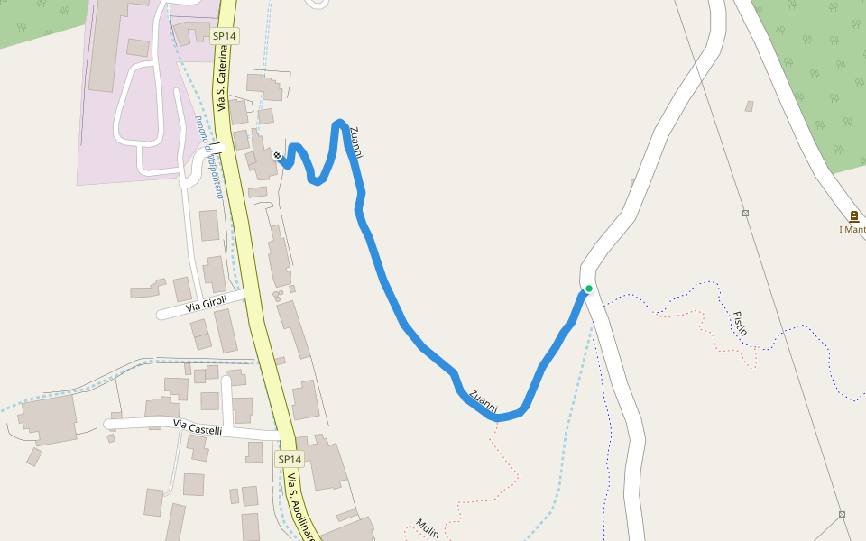 Zuanni walking route map in Lugo