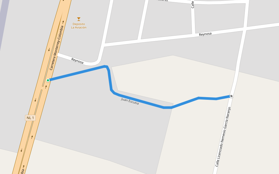 Juan Escutia walking route map in Lampazos de Naranjo