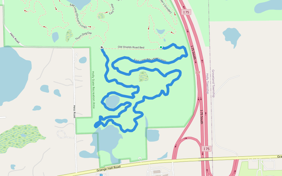 East Loop (Meadows Loop) walking route map in Holly