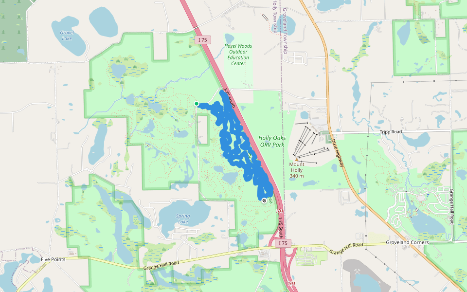 East Loop (Gruber's Grinder) walking route map in Holly